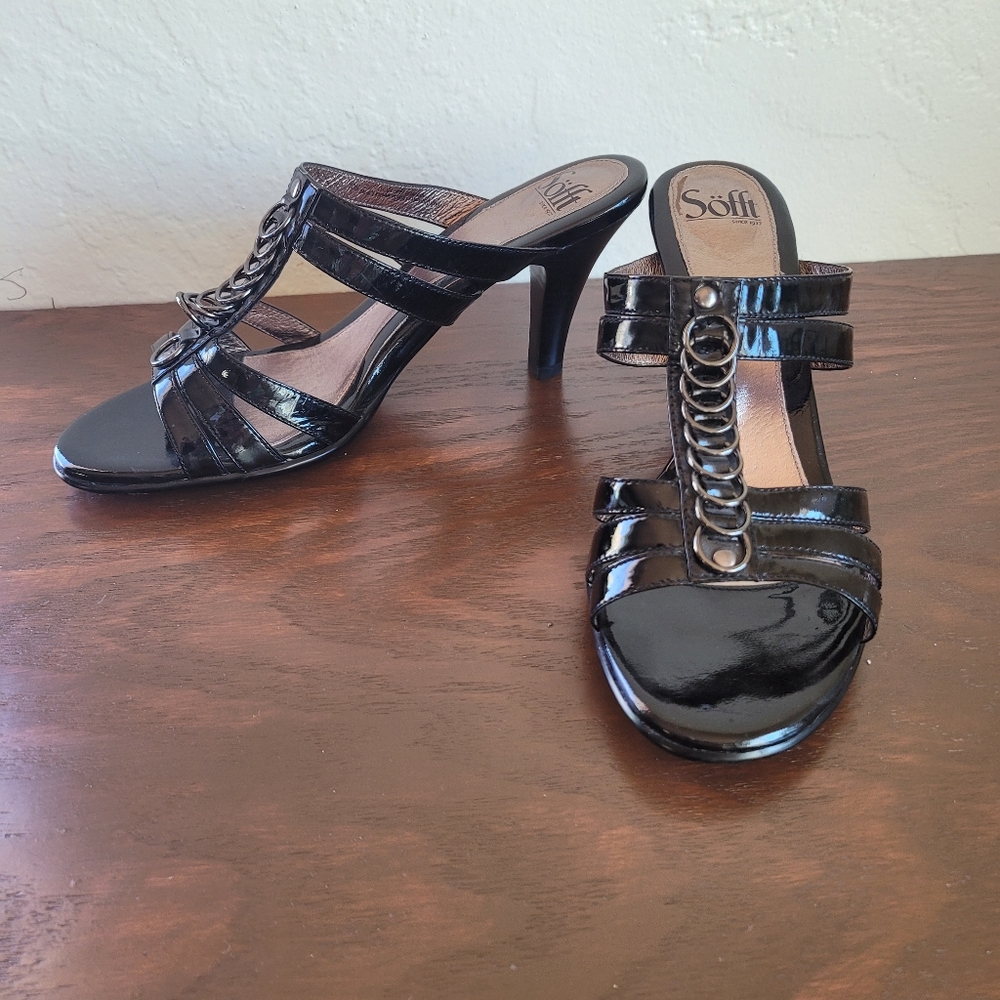 Söfft Leather Slide Heeled Sandals